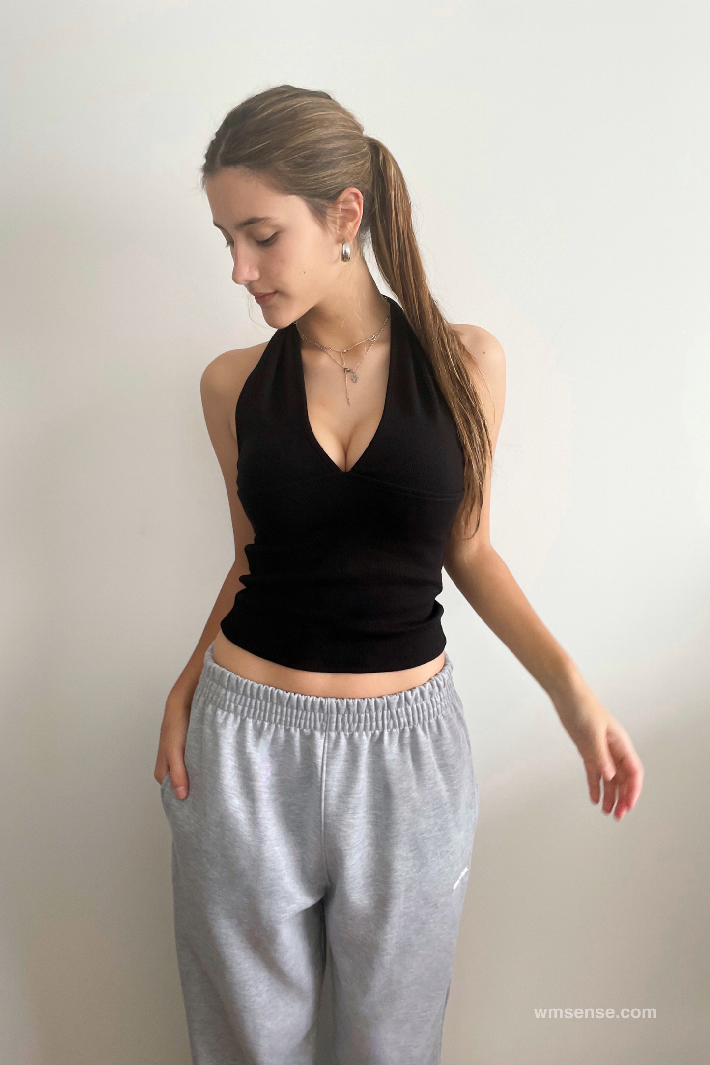 YASMIN LONG TOP BLACK