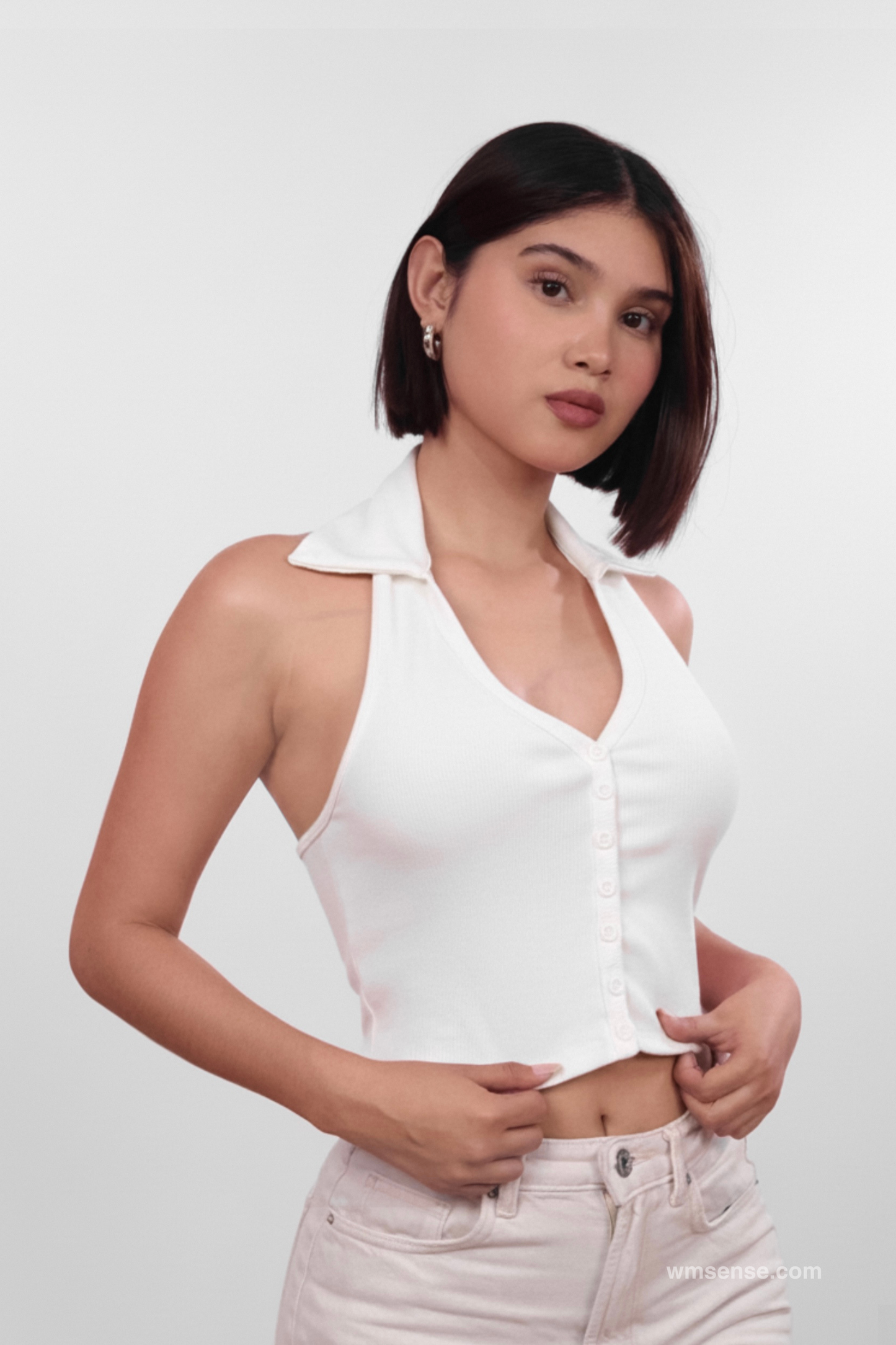 MADISON BUTTON TOP WHITE