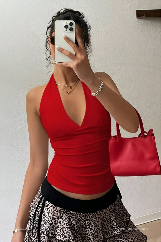 YASMIN LONG TOP RED